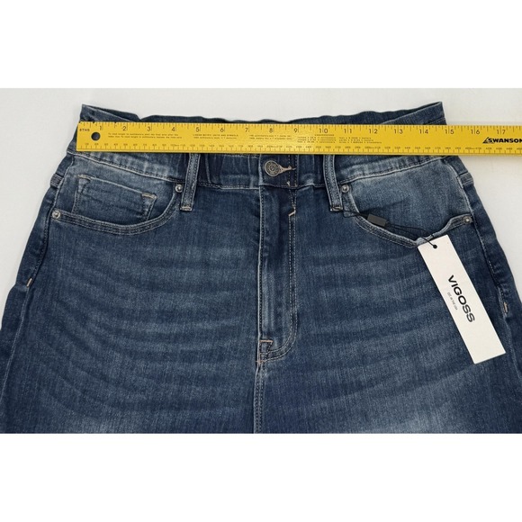 New Vigoss Jeans Womens 31 Blue Janis Stretch Medium Wash Elastic Waist Zip Fly - Picture 3 of 13
